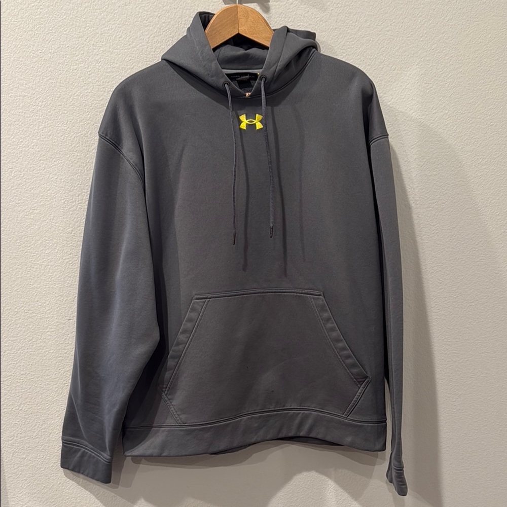 Under Armour Gray Sweatshirt with Hood and Ribbed Cuffs Mens Largeโ L